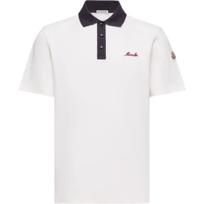 Moncler SS26 Geborduurd Logo Korte Mouw Casual Poloshirt Heren tops L10918A0000389A16034 XXL white