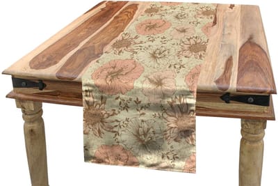 ABAKUHAUS Tafelloper – Exotische hibiscus 40x225 cm – Coral Tan
