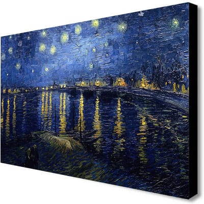 Sterrennacht Canvas Print - Ingelijste Muurkunst - Woonkamer Decoratie - Epson Fade Inkt - 61x40.6cm