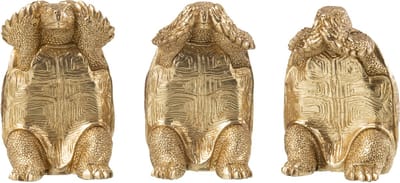 J-Line figuur Schildpad Zien/Horen/Zwijgen - polyresin - goud - 3 stuks