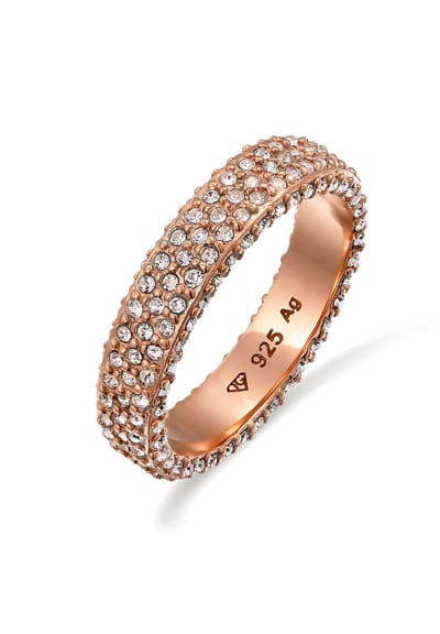 Elli - Ring - Stenen Dames Memoire Glazen Kristallen Xilion Cut Wit 925 Sterling Zilver - Dames