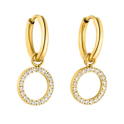 Victorious Dames Oorbellen Goud – Rondje met Bergkristal – 2.5CM