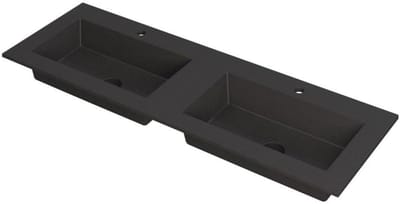 INK Kraft Wastafel Dubbele Bak met 2 Kraangaten - 1400x450x10 mm - Quartz Zwart