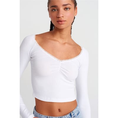 Dames Geribbelde Cropped T-Shirt