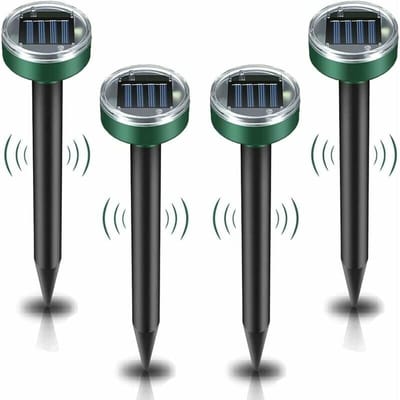 4x mollenverjager - Ultrasoon - Op zonne-energie - Ongedierte verjagen - Diervriendelijke mollenverjager - Solar mole repeller - Effectieve tuinbescherming - Humane ongediertjebestrijding - Jonyx