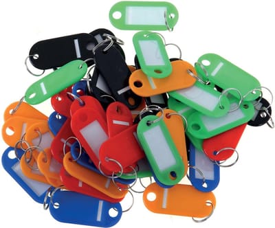 Sleutelhangers, geassorteerde kleuren, pak van 20 stuks, Doos van 100