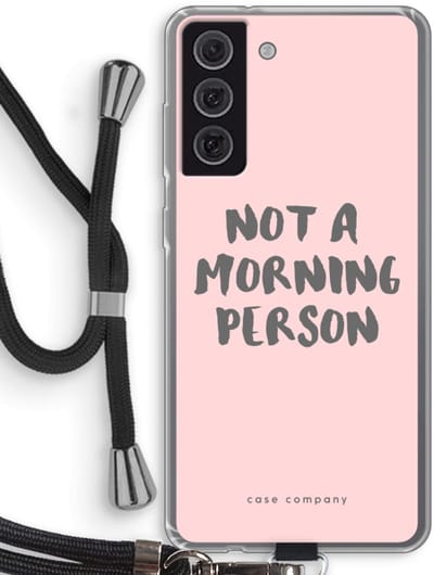 Case Company® - Hoesje met koord geschikt voor Samsung Galaxy S21 FE hoesje met Koord - Morning person - Telefoonhoesje met Zwart Koord - Bescherming aan alle Kanten en Over de Schermrand
