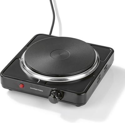 GOURMETmaxx Elektrische compacte kookplaat, 1500 W, traploze temperatuurregeling, geïntegreerde thermostaat, controlelampje, ideaal voor camping, kantoor en kleine keukens, voor potten tot 18,5 cm