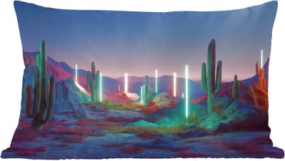 Sierkussens - Kussentjes Woonkamer - 60x40 cm - Cactus - Lichtzuilen - Zonsondergang