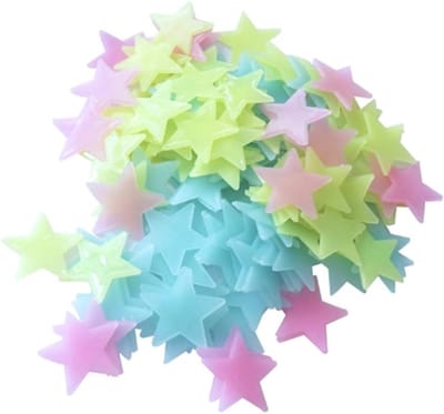 Luminous 3D Sterren voor Muur en Plafond, 100 Stuks Fluorescerende Wandstickers voor Kinderen, Nachtlamp Decoratie voor Kinderkamer