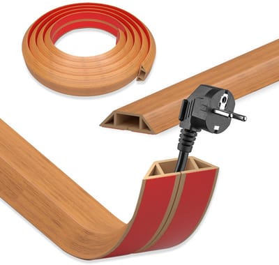 Kabelgoot houtlook, zelfklevend, 5 cm x 3 m, flexibele kabelgoot, vloer, pvc, kabelbrug, vloerkabelbescherming, buiten, weerbestendig, kabelafdekking voor kantoor, huis
