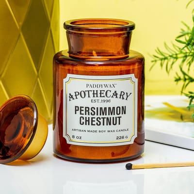 Paddywax Hardware Geurkaars – Persimmon & Chestnut – Geurkaars in Glazen Apothekerspot