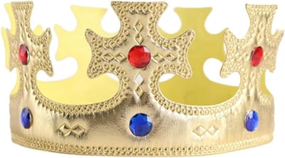 Koninglijke Gouden Kroon voor Verkleedpartijen, Fasching en Carnaval, Geschikt voor Volwassenen en Kinderen, Versierd met Edelstenen voor Halloween en Verjaardagen