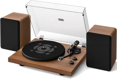 SCH® Platenspeler met Speakers - Platenspeler - Bruin - ‎41cm x 35cm x 14cm