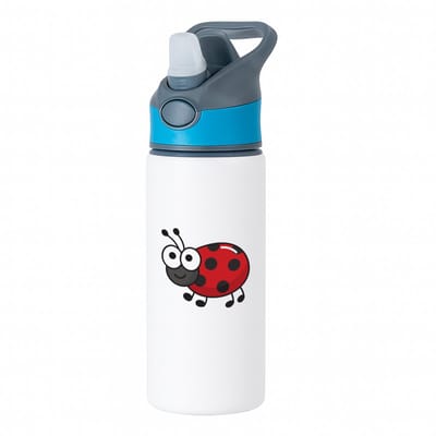 Hacebo® - Lieveheersbeestje waterfles met rietje blauw - Insecten - Dieren liefhebbers - Dieren - koekendiefje - water fles - 650ML