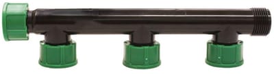 Irrigatiecollector met 3 zijuitgangen, 2,5 cm (1 inch), eenvoudige en snelle montage voor elektrische ventielen, draaibare binnendraad, tuinverzamelaar