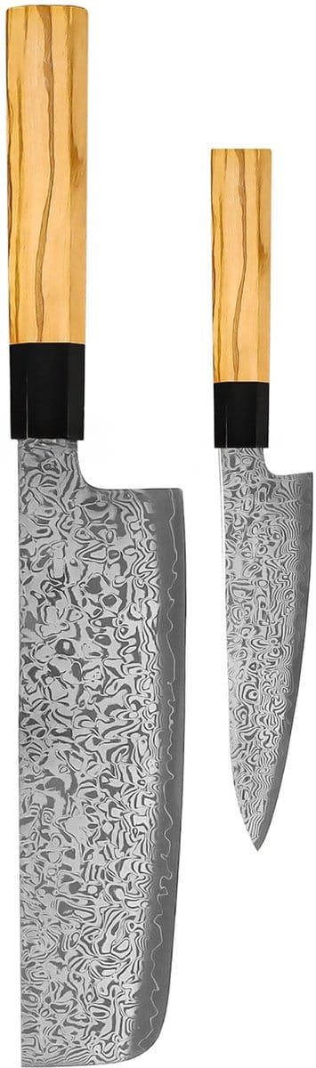 Shinrai Knives - Takumi Kaza 2-delige Damascus Messenset - Nakiri + Schilmes