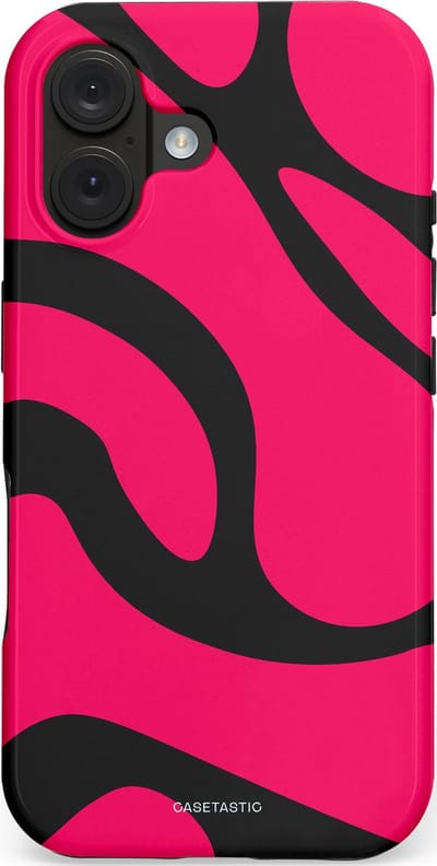 Casetastic hoesje geschikt voor Apple iPhone 16 - MagSafe - Dubbellaagse bescherming - Zwart Roze Mamba Golven - Fashion Case - Roze Zwart