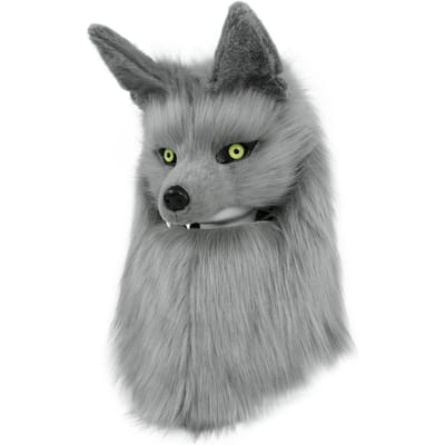 Pluche Hoofddeksel Dier Wolf Hond Pluche Kunstbont Maskers Voor Halloween Maskerade Cosplay Kostuum Accessoires gray