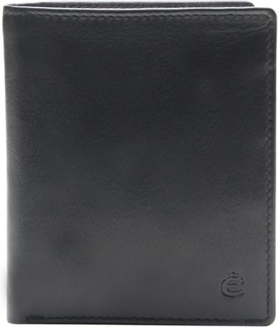 Esquire Leren Portemonnee Compact Wallet Black Zwart
