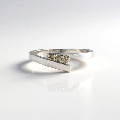 Cavill - Zilveren ring 925 Sterling Zilver met 0,106 ct I2 Champagne kleurige diamanten - Ronde briljant geslepen - Luxe dames ring met prong-zetting