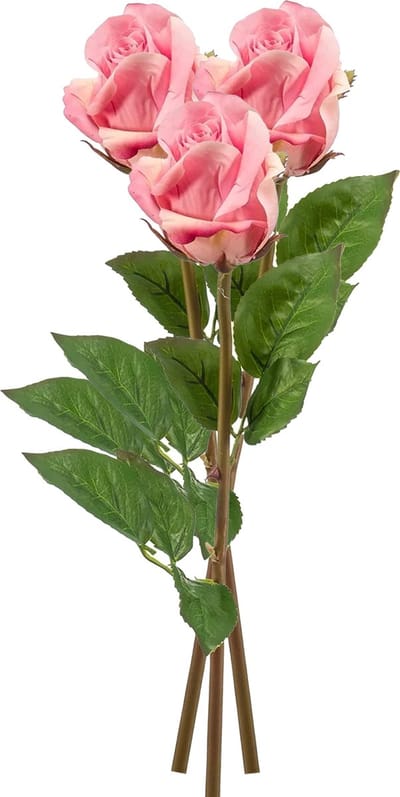 Emerald Kunstbloem Roos Bud tak - 3x - 58 cm - roze - Kunst zijdebloemen