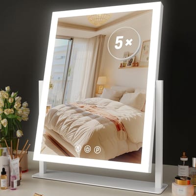Verlichte Hollywood make-upspiegel met 3 kleurstanden en 5x vergrootglas