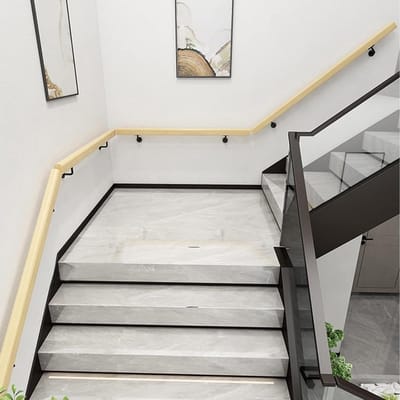 Trapleuning - Wandmontage Railing - Veilig Trap Lopen - Massief Hout - 270 cm - Houtkleur