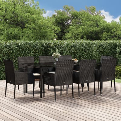 vidaXL - 9-delige - Tuinset - poly - rattan - zwart