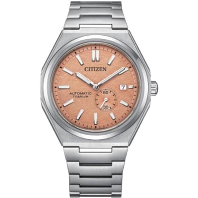 CITIZEN Mechanisch Horloge Serie 100 Meter Waterdicht Automatisch Titanium Band Herenhorloge Oranje Wijzerplaat NJ0180-80Z blauw