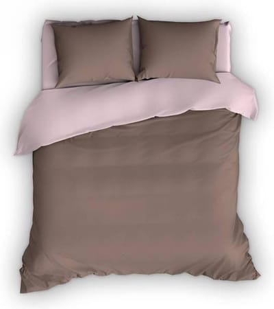 Romanette Comtesse - Flanel - Dekbedovertrek - Lits-jumeaux - 260x200/220 cm + 2 kussenslopen 60x70 cm - Taupe/roze