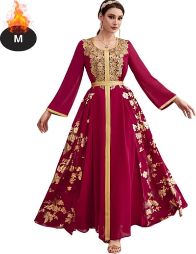 Bovista Islamitische Kleding - Djellaba Dames - Moslim Kleding - Arabisch Dames Kaftan - Alhamdulillah - M - Rood
