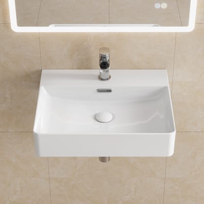 HOROW - Wastafel Wandmontage - Rechthoekig - 50x42x13.5 cm - Keramiek Wit