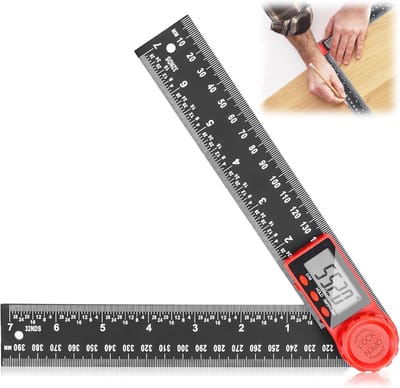 Digitale rotatiemeter met LCD-display, 360 graden hoekmeter, 200 mm, voor houtbewerking, constructie en mechanische metingen, met vastzetfunctie en 2-in-1 ontwerp
