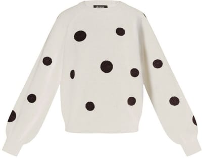 Gebreide Trui Polka dots | Beige met zwarte stippen | YW Yehwang | L/XL