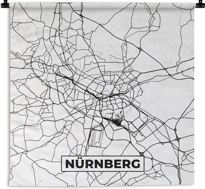 Wandkleed - Wanddoek - Plattegrond - Kaart - Stadskaart - Nürnberg - 120x120 cm - Wandtapijt