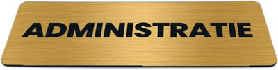 Deurbordje Goud-look met tekst administratie - Formaat 150 x 50 mm x 1,6 mm - Zelfklevend | Luxe uitstraling | Geborstelde Gouden toplaag | Gratis Verzending | Decoporta