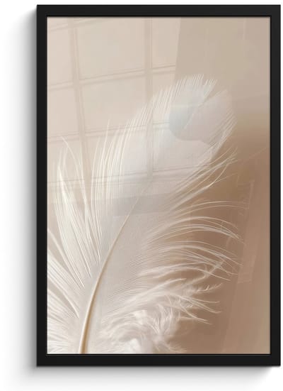 Poster in lijst - Fotolijst 40x60 cm - Posters - Veer - Minimalistisch - Roze - Posterlijst zwart - Decoratie - Wanddecoratie woonkamer - Muurdecoratie slaapkamer