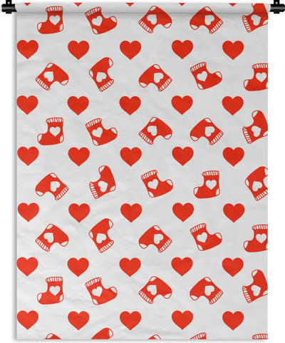 Wandkleed - Wanddoek - Kerst - Patronen - Valentijnsdag - 90x120 cm - Wandtapijt