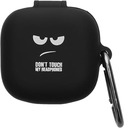 kwmobile Hoes geschikt voor Anker Soundcore P31i / Soundcore R60iNC - Siliconen cover voor oordopjes in wit / zwart / zwart - Don't Touch My Headphones design