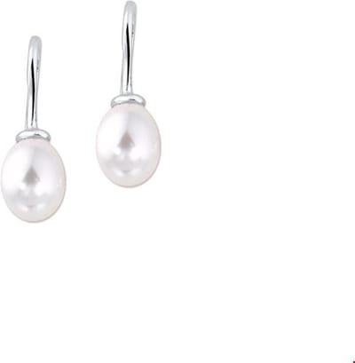 Huiscollectie Oorhangers Franse Haak Parel Zilver Gerhodineerd Glanzend