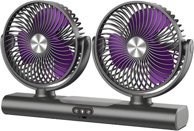 Dubbele bureauventilator USB-C oplaadbaar - oscillerende ventilator met 3 modi en wandmontage voor bureau, slaapkamer, keuken en thuis, zwart