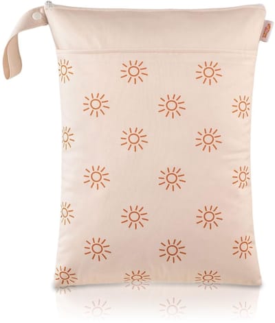 Dailygoods - Colexy Wetbag luiertas voor kleuterschool, groot, luiertas met ritssluiting, zwemspullen, natte zak, herbruikbaar, waterdicht, gepersonaliseerd, voor luiers, strand, beige, 20 x 18 x 2 cm, normaal