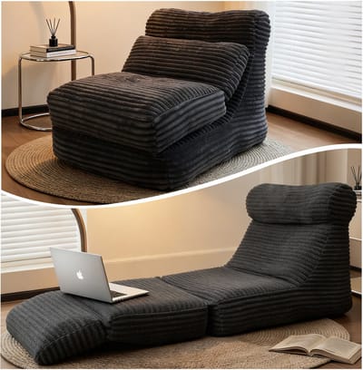 Modulaire Loungestoel - 2-in-1 Zit- en Loungebed - Opklapbaar - Zwart - 83x83x83 cm