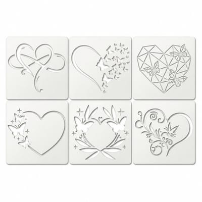 Wit kunststof hobby sjablonen set 6 stuks hart en vlinder patronen schilder sjabloon voor DIY decoratie muren hout canvas en knutselen herbruikbaar ontwerp