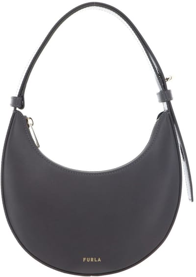 FURLA Leren schoudertas avondtas Delizia Mini Shoulder Bag Urban Gray donkergrijs