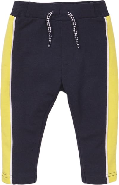 Dirkje - Joggingbroek jongens - Blauw met gele bies - Maat 56
