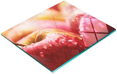 Glazen serveerplank met rode appelafbeeldingen 60x52 cm