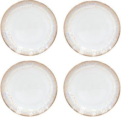 Costa Nova Dinerbord Taormina wit met gouden rand 27 cm - set van 4