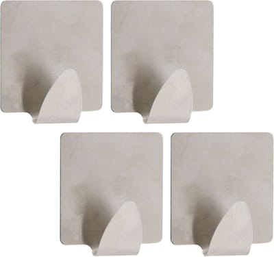 Tendance Plakhaakjes - 3,5 cm - zilver - Zelfklevende ophang haakjes - 4x stuks - RVS - keuken/badkamer haken